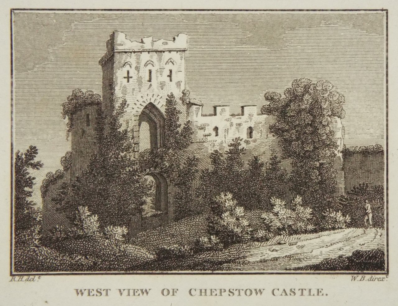 Print - West View of Chepstow Castle. - W